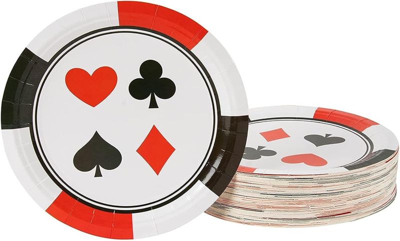 Topika - 80pcs Poker Casino Disposable Dinner Paper Plates 23cm