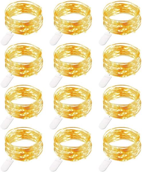 12-Pack 7ft LED Fairy Lights - Battery Powered, Waterproof For Wedding