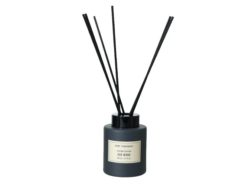 Diffuser Glass Round Brown With 6 Rattan Sticks Oud Wood