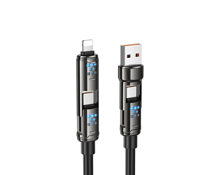 240W 4-in-1 Fast Charge Data Cable - Lightning &amp; Type-C, 1.2m Durable Cable