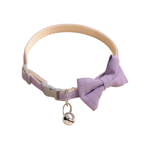 Purple Cute Pet Bow Tie Adjustable Cat and Small Dog Collar With Bell