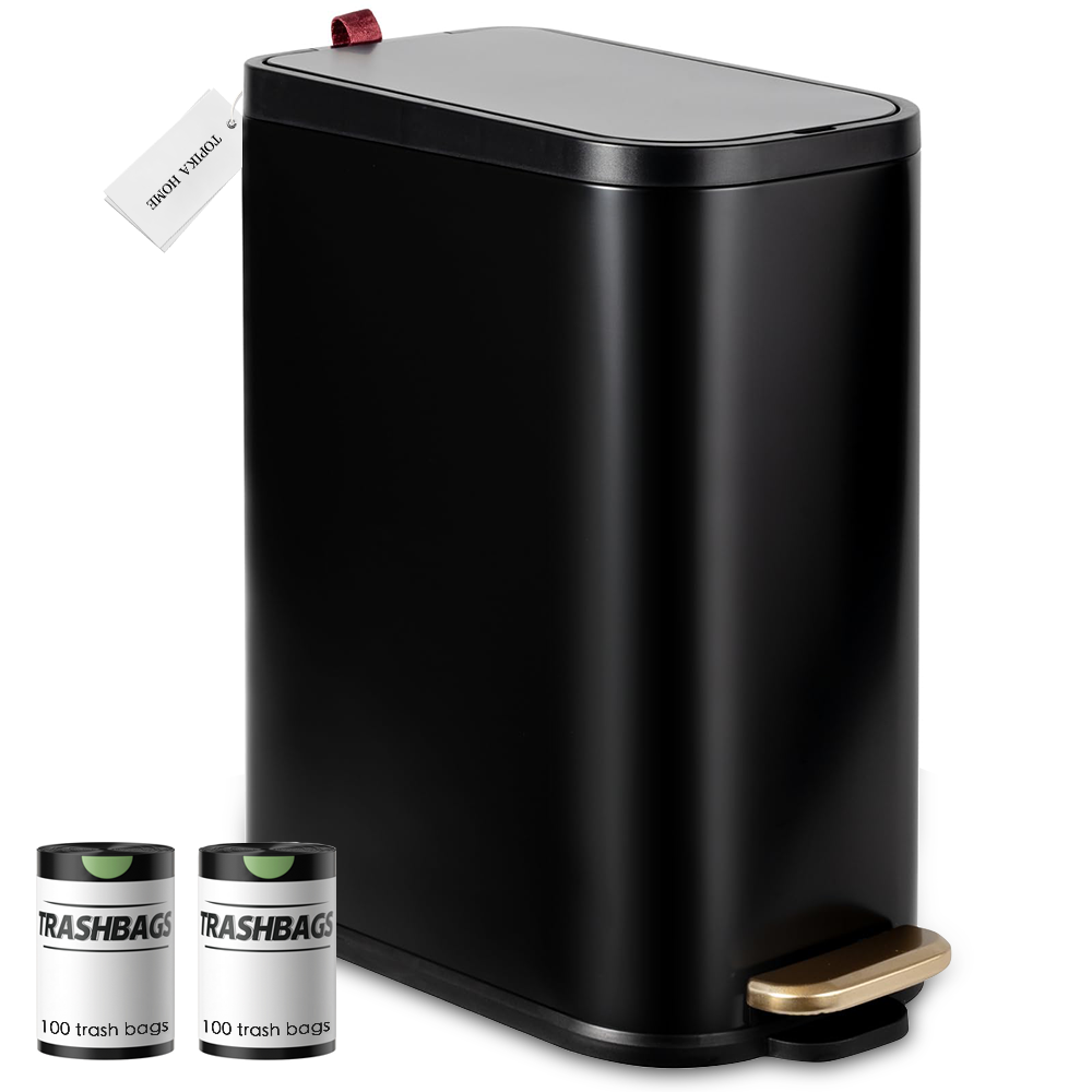 Topika-Silent Kitchen Trash Can with Lid Pedal Bin for Home Bathroom Office