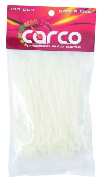 Carco 2.5mm x 100mm White Cable Ties - Pack of 100