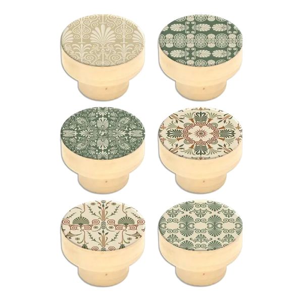 Tool 6Pcs Screw Installation Wood Vintage Floral Cabinet Door Knobs