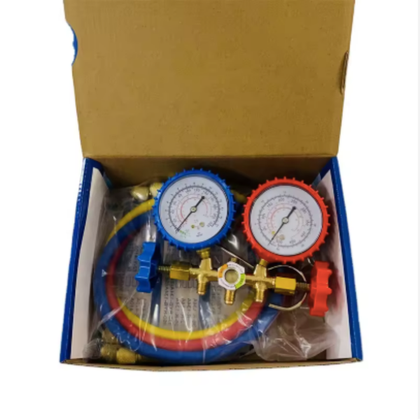 Dual Gauge Manifold Set with Hoses - AC Pressure Testing Tool