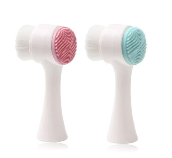 Double Sides Face Brushs, 3D Stand Vertical Silicone Facial Wash Brush,