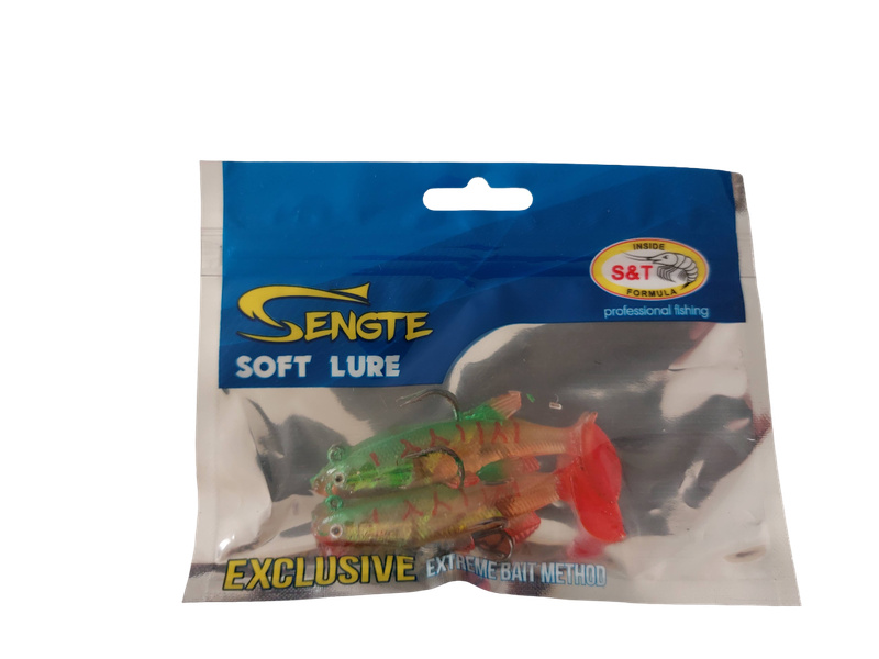 Sengte Soft Lure - Green Head and Red Paddle Tail - 2 Piece