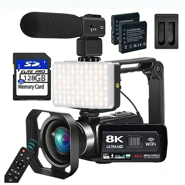 Video Camera 8k Camcorder 64MP UHD WiFi IR Night Vision Vlogging Camera