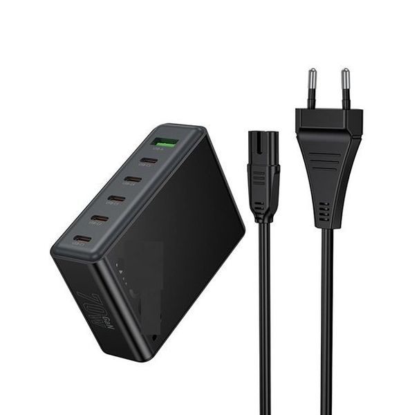 Hoco70W GaN 6-in-1 Fast Charging Station 5 USB-C + 1 USB-A with Cable C152A