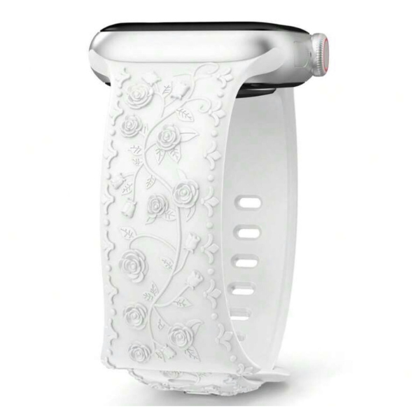 Luxurious Carved Rose Silicone Watch Strap for Apple Watch