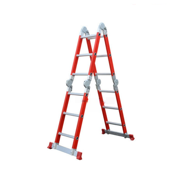 ZYS 4x3 Red Fibreglass Heavy Duty Multipurpose Ladder