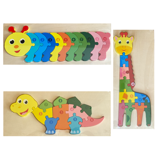 10 Pieces Wooden Puzzle Set of 3