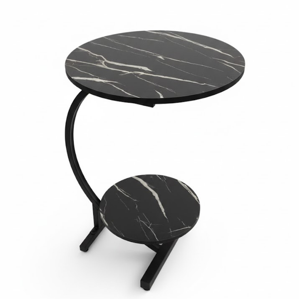 Round Sofa Side Table- Sofa Snack Table with Metal Frame for Bedroom -3011