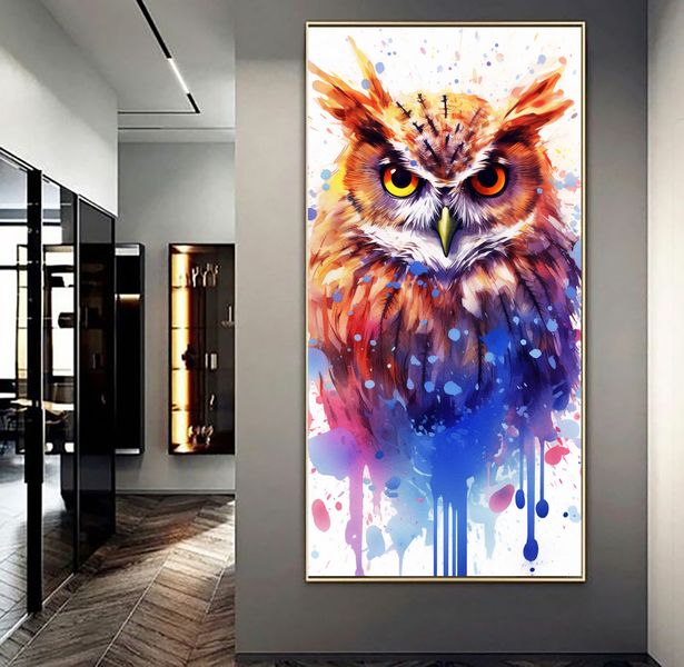 Canvas Wall Art - Watercolor Owl - T-Shirt