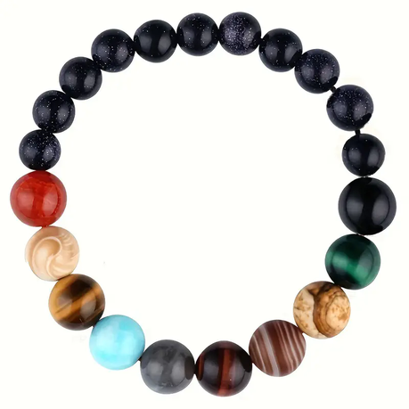 Cosmic Harmony Solar System/Galaxy Planetary Chakra Bracelet Image