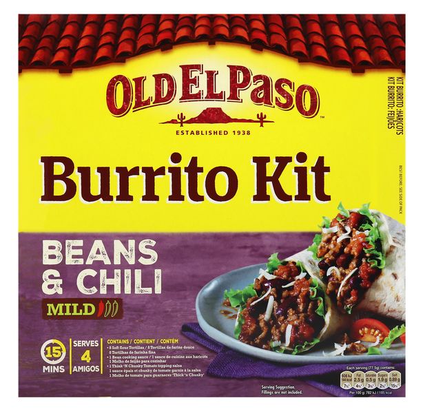 Old El Paso Beans &amp; Chilli Burrito Kit 620g