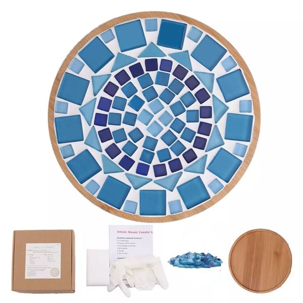Mosaic DIY Coaster Kit_ Blue Trim - 0005MDIYK