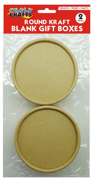 2pc Blank Kraft Round Gift Boxes
