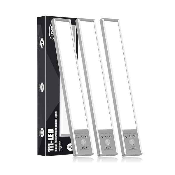Gogooda Under Cabinet Lights with Motion Sensor LED Rechargeable Magnetic - 3 Pack