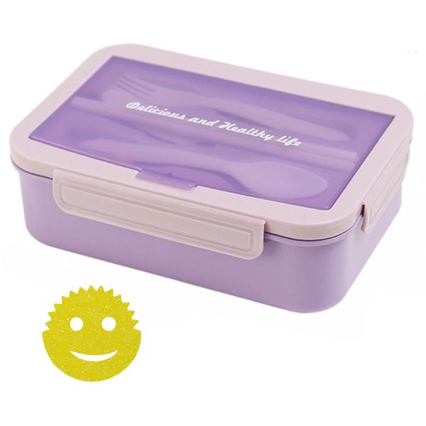 FocusFit Three-Compartment Bento Box with Utensils 1.4L Capacity BPA-Free