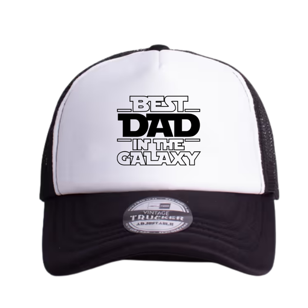 Black and White Trucker Cap - Best Dad In The Galaxy
