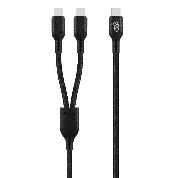 Pro Bass Cord Series Certified1.2m 15w USB-C to 2x USB-C Braided - Black