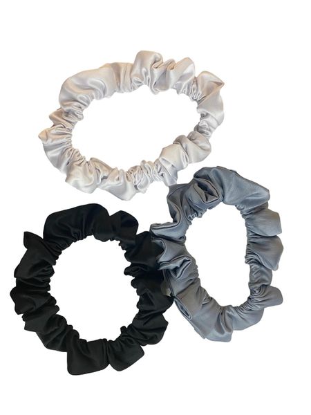 MaggieG Satin Hair Scruchies - Grey, White &amp; Black