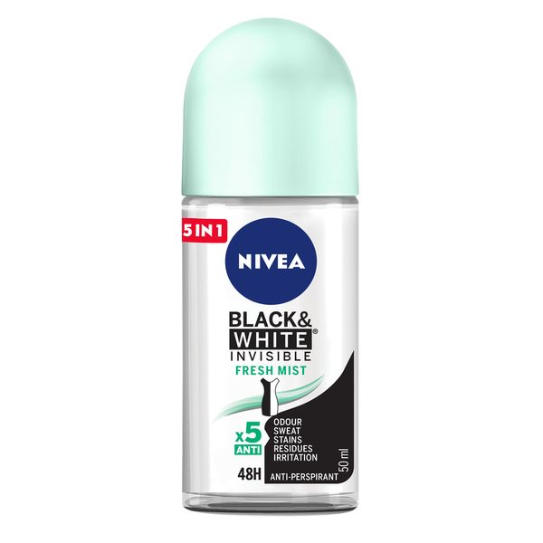 NIVEA Black &amp; White Invisible Fresh Mist Anti-perspirant Roll-on Deo, 50ml