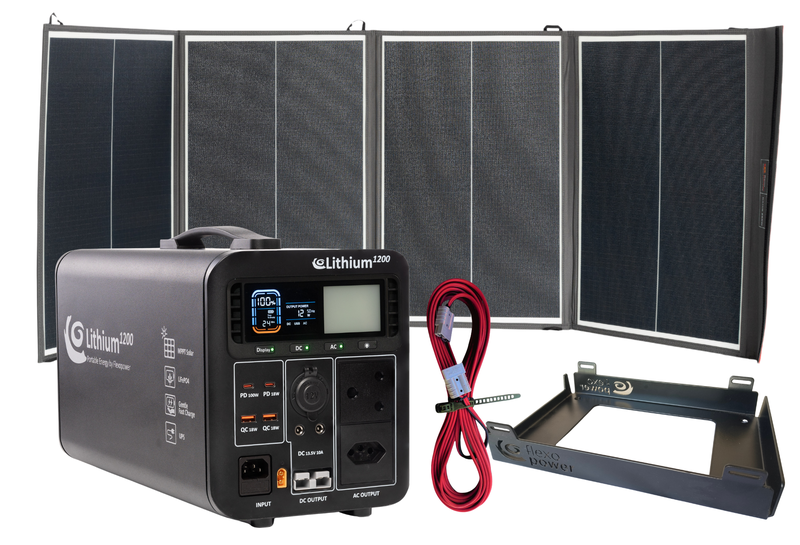 Flexopower Lithium1200-Sb50 Power Station &amp; Namib240w Portable Solar Combo