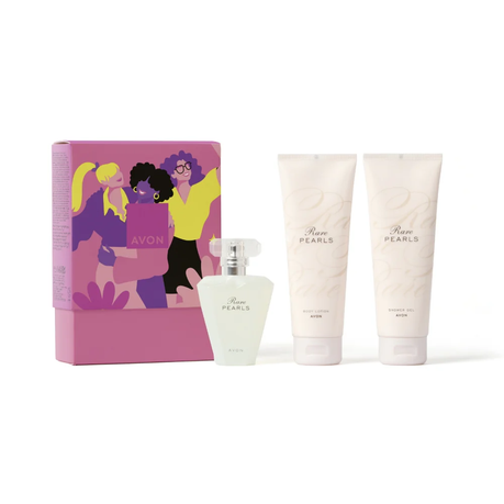 Avon - Rare Pearls 3pcs Perfume, Body Wash & Lotion Gift Set for Her Image