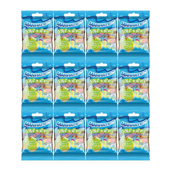 Manhattan Mini Sour Worms - 12 x 50g