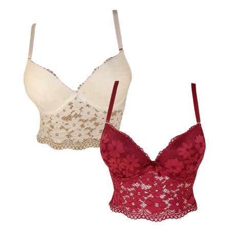 Women's Comfort Lace Bra Camisole Cami Crop Tank Tops Lingerie - Pack of 2  (White and Maroon), Shop Today. Get it Tomorrow!