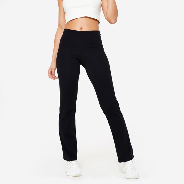 Domyos Women's Flared Cotton Fitness Leggings - Ultra Black