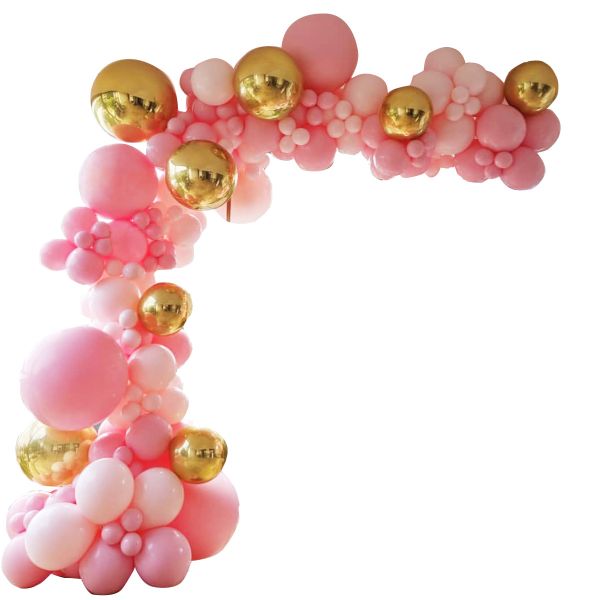 Birthday Party Baby Shower Balloon Arch Kit - Pink &amp; Gold Foil Balloon