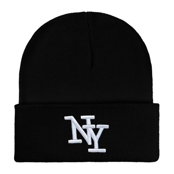 NY Letter Embroidered Beanie Knit Hat