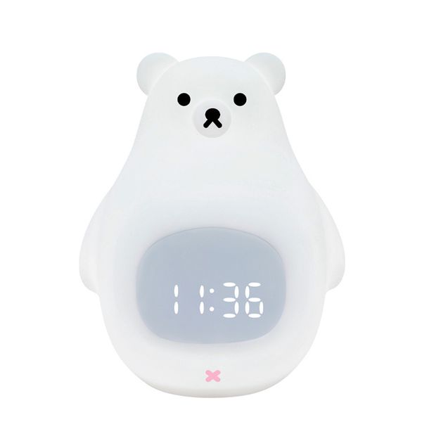 Big white bear alarm clock night light silicone usb rechargeable
