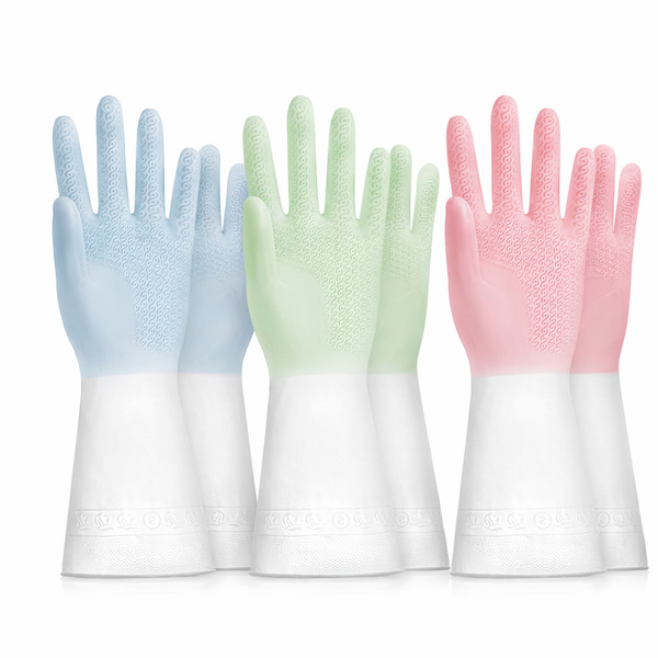 3 Pair - Silicone Dishwashing Gloves Reusable