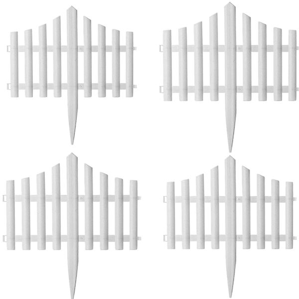 Garden Curved White PVC Fencing Set of 4