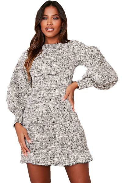 I Saw it First - Ladies Black Bengaline Check Print Bodycon Dress