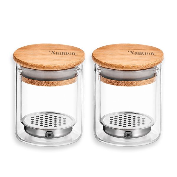 2 Pcs Nail Brush Cleaning Cup - Acrylic Polygel Glass Dipping Jar