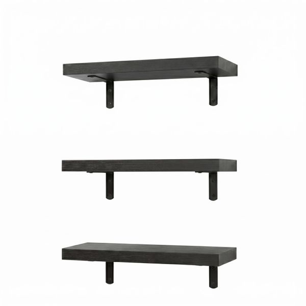 Wall Mounted Floating Shelves Set of 3 with Brackets