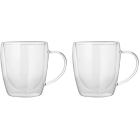 2 Piece Double Wall Glass Mug Set 350ml