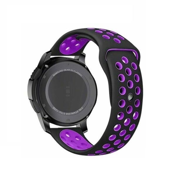Silicone Sports Band for 20mm Smart Watch - Black &amp; Purple