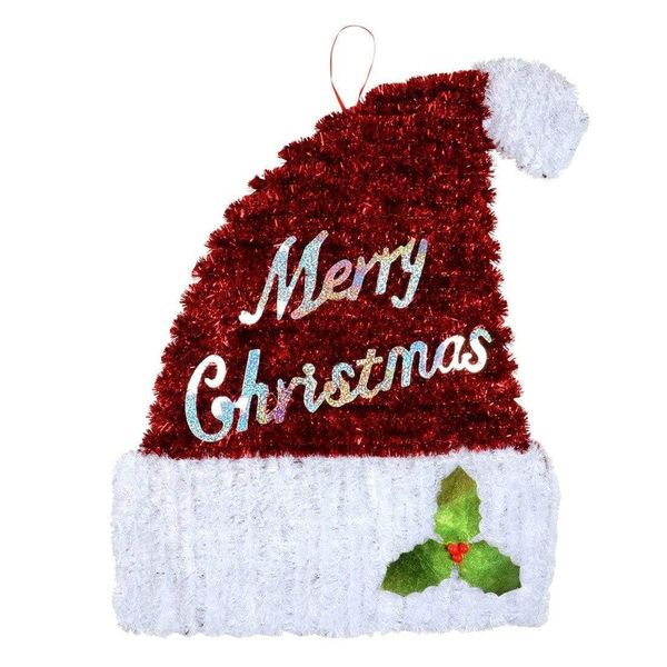 Large Tinsel Santa Hat Hanging Christmas Decoration