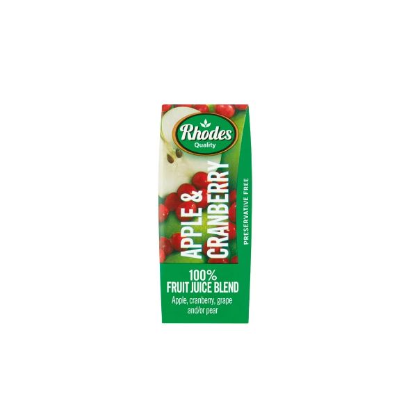 Rhodes Fruit Juice Blend Apple &amp; Cranberry - 24 x 200ml