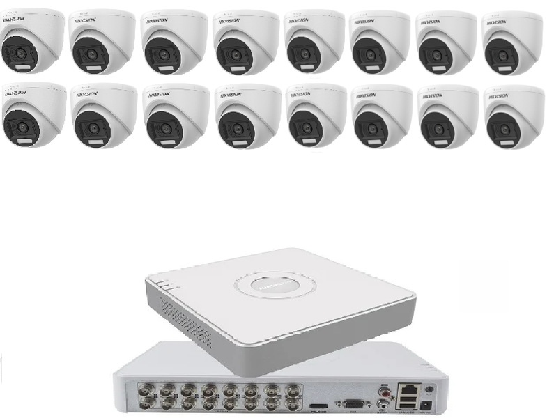 Hikvision 16CH DVR + 16 Dome Smart Light &amp; Audio Cameras | SBR Bundle