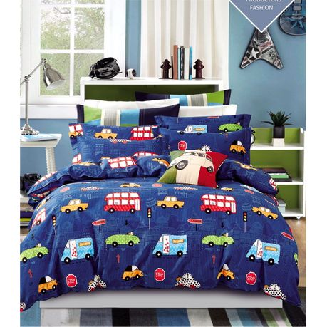 Linen Boutique Kids Cotton Duvet Cover Set Busy Traffic