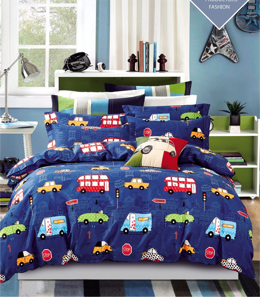 Linen Boutique Kids Cotton Duvet Cover Set Busy Traffic Shop