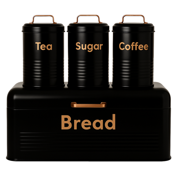 Bread Bin &amp; 3-Piece Canister Set - Kitchen Storage