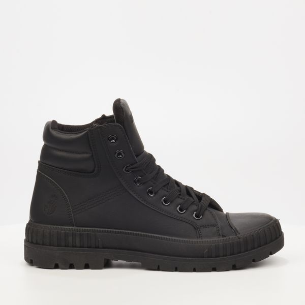 UBRT Men Black Round Toe PVC Sole Boots